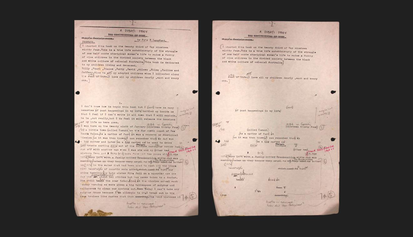 DAB Staff Project: Surfacing the Page: Ruby Langford Ginibi Papers, by Jacquie Kasunic & Kate Sweetapple