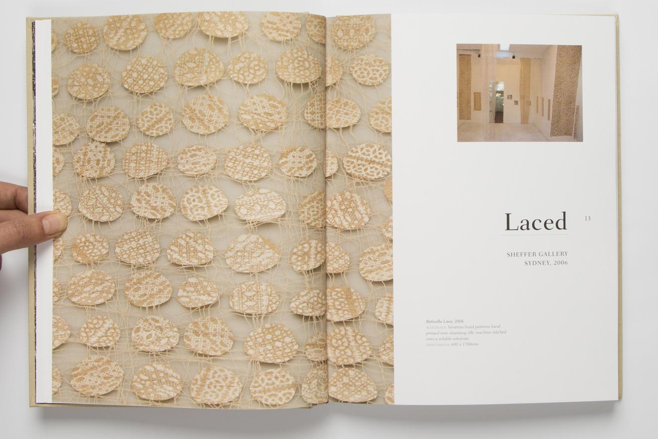 Drawn Threads book, Laced chapter, showcasing a DAB staff project, Lace Narrative Monograph