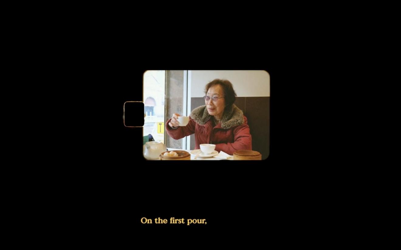 Photo of women at a Sydney Yum Cha restaurant drinking tea, and reads, On the first pour 