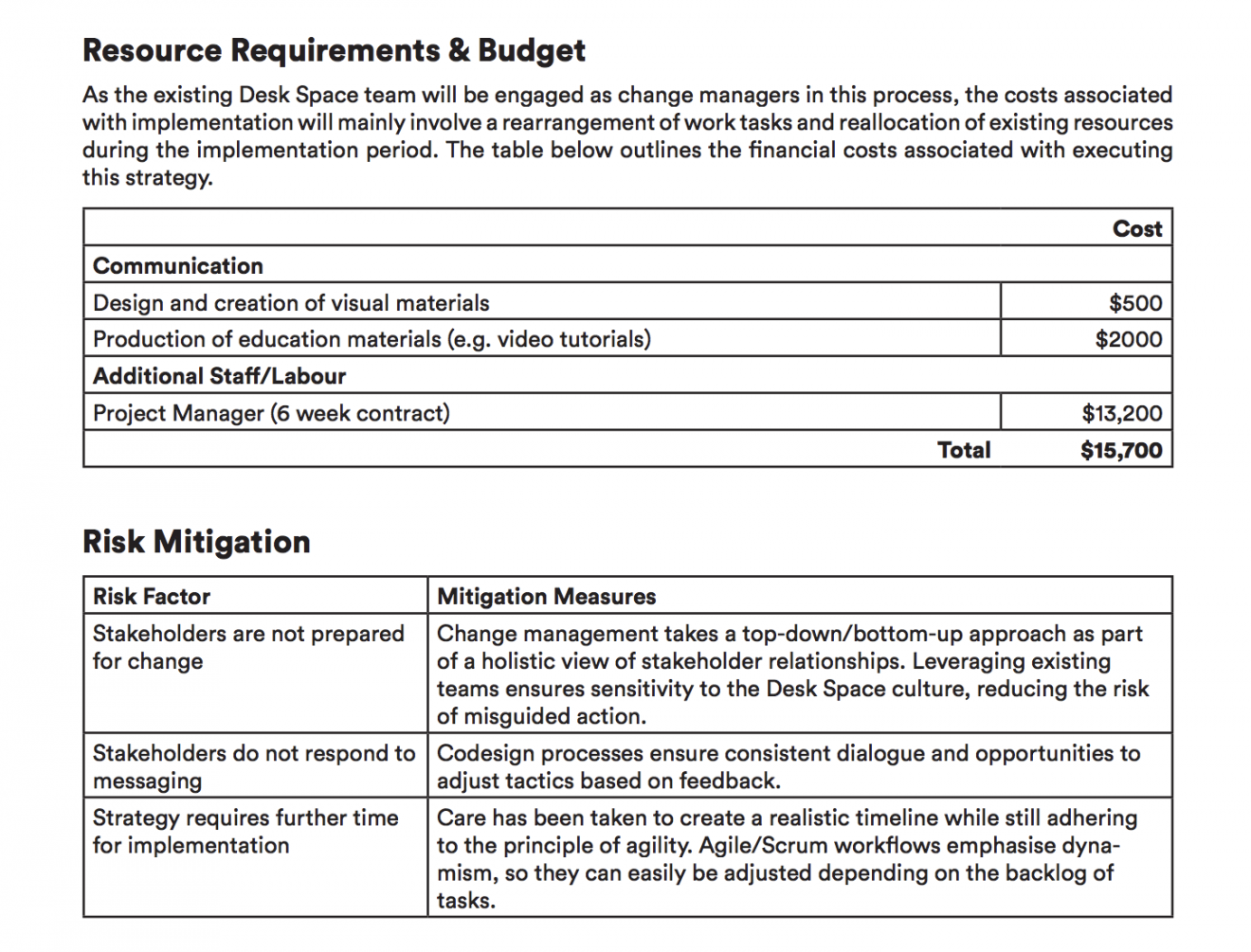 A page from the change management strategy. Full text in PDF. 