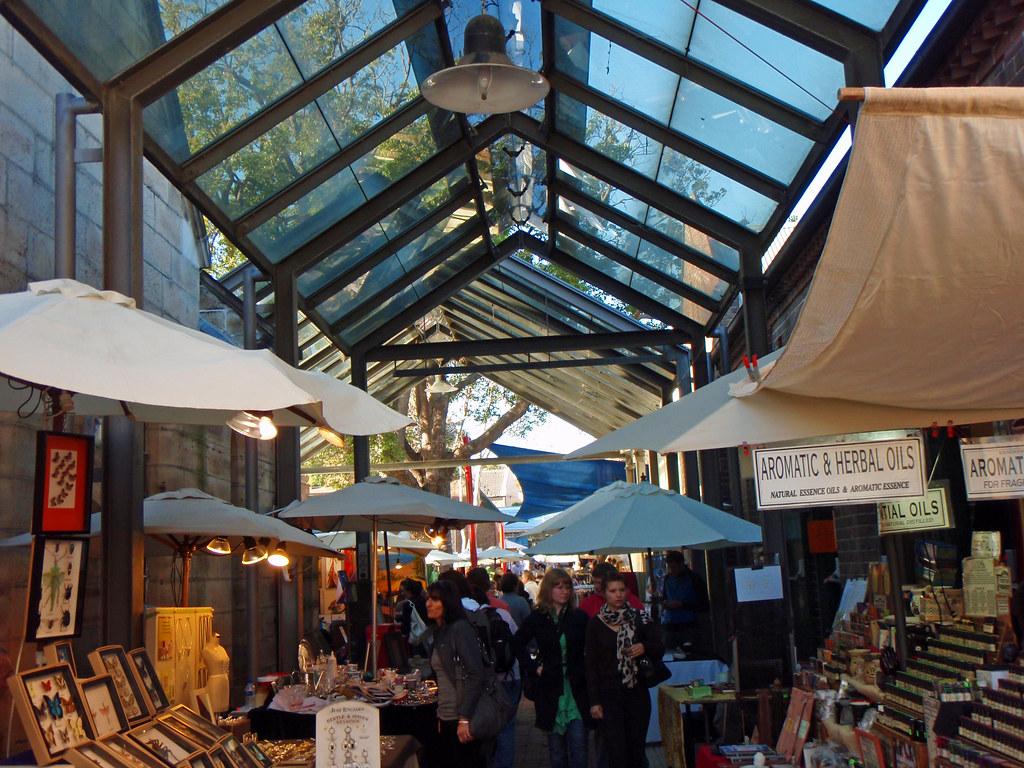 A row of stalls at Paddington Markets in Sydney