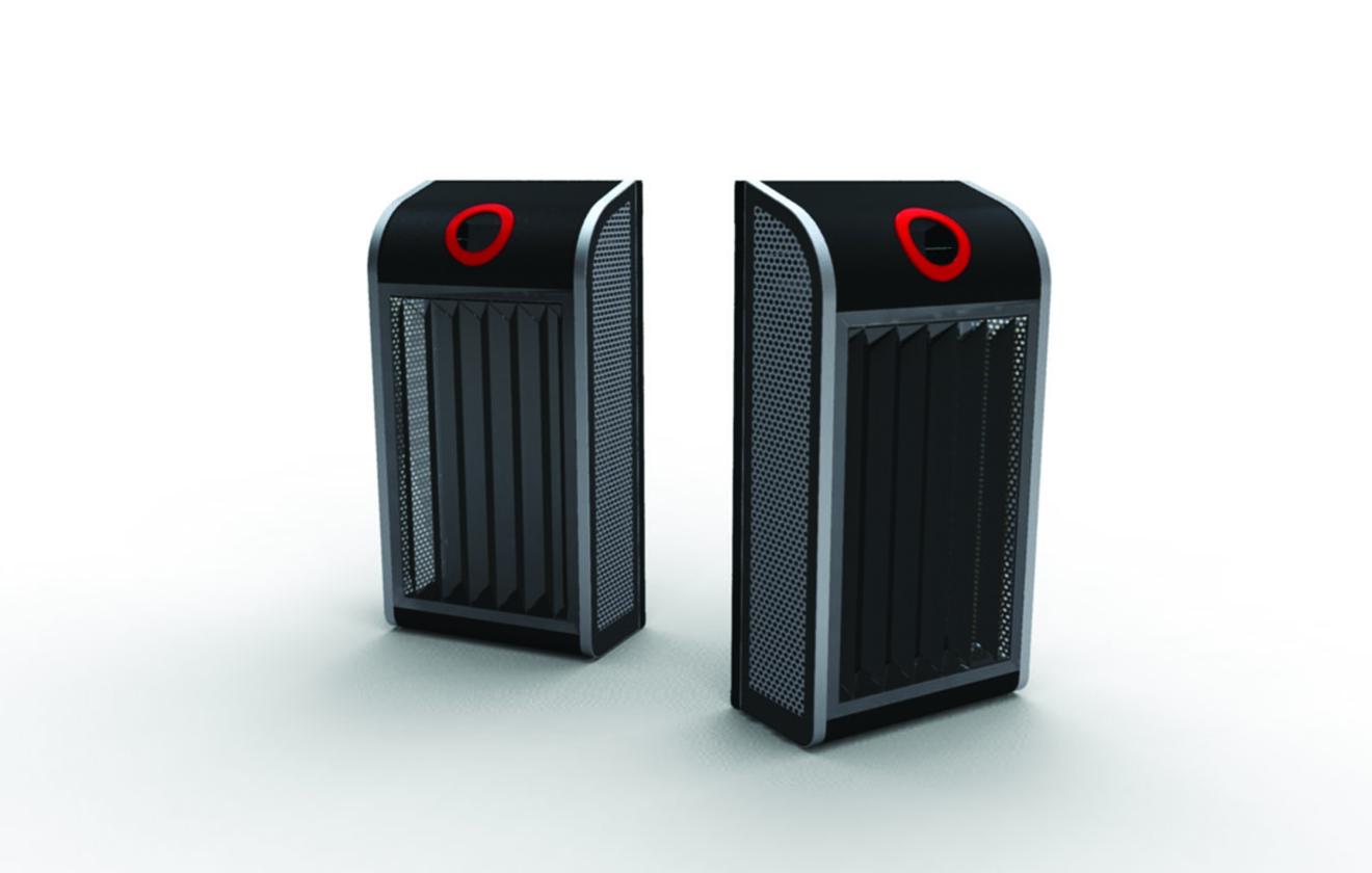 Two black modern bins