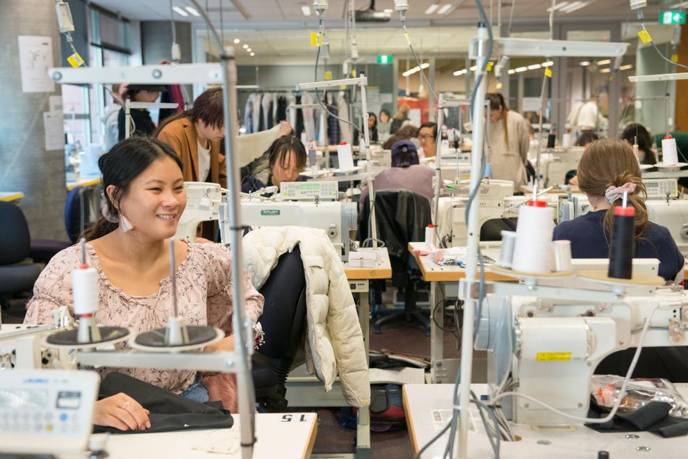 DAB Spaces, Sewing Workshop, Students using sewing machines during workshop