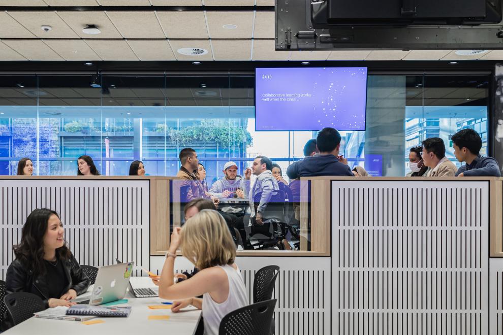 Students using the collaborative classroom