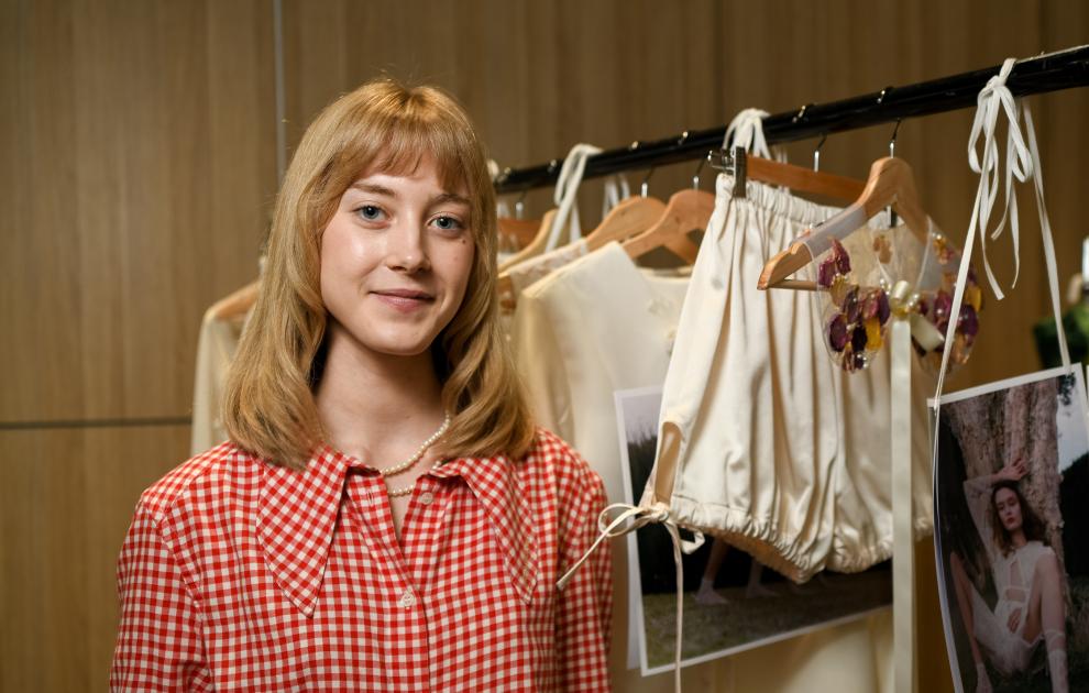 Student and work from end of year fashion showcase