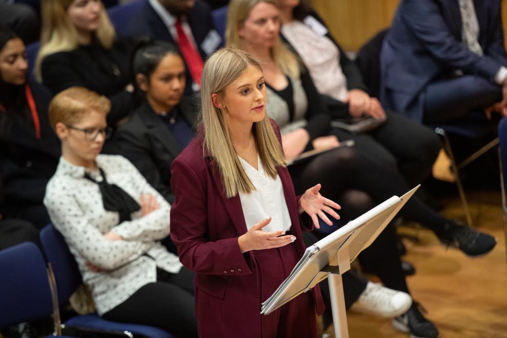 woman presents to court