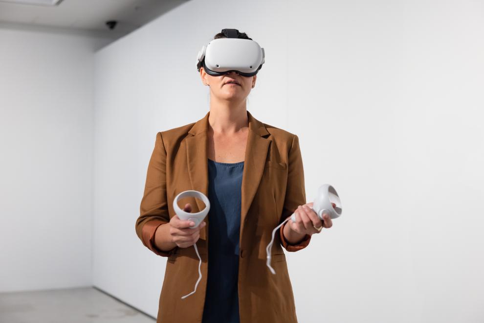 A person using a VR headset