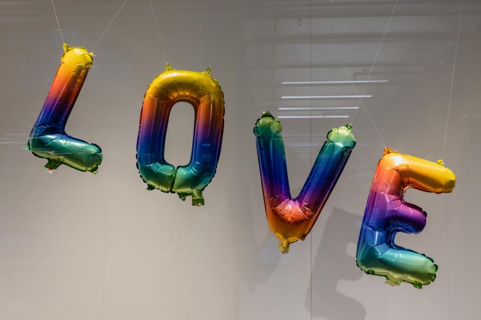Rainbow balloons 'LOVE'