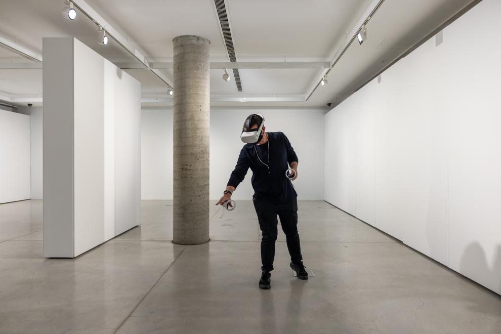 A person using a VR headset
