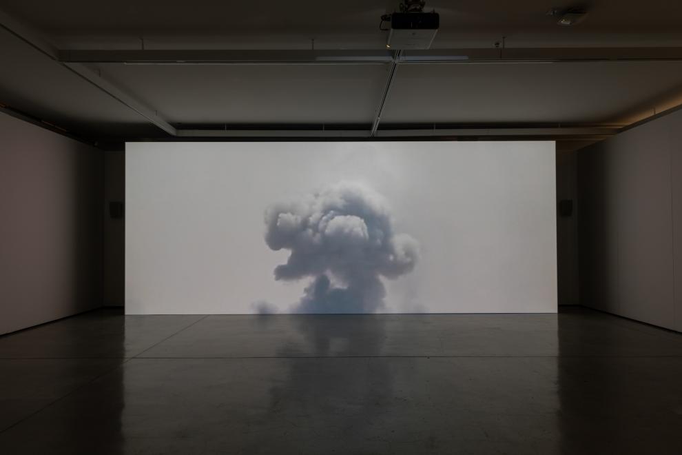 A projector screen in a gallery
