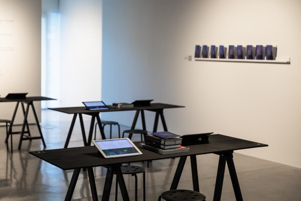 A reading room in a gallery
