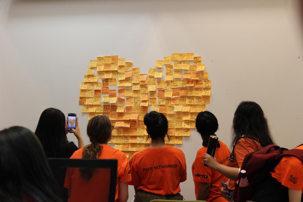 Peer Network heart made of sticky notes