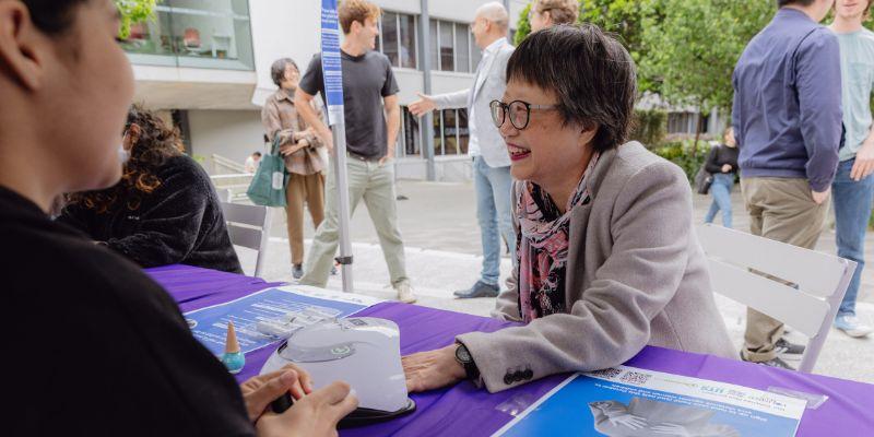 Vicki Chen getting her nail painted. 