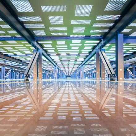 Abstract of the Faculty of Engineering and IT building binary facade. Image Simon Anders