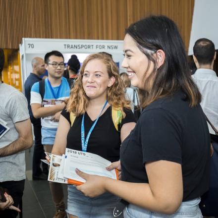 Students meeting employers at the Careers Fair 