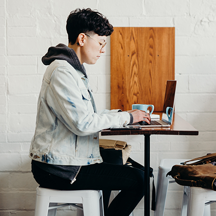 Woman working at laptop