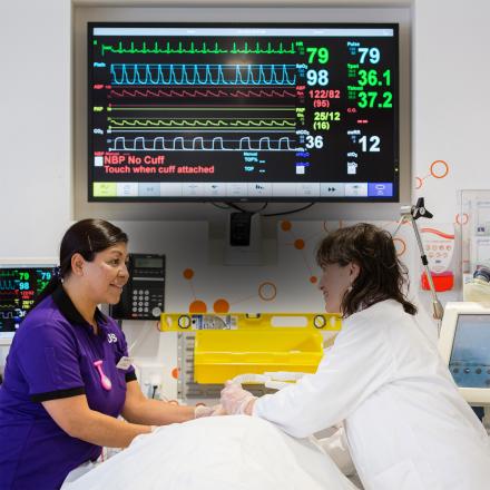 UTS nursing student in training laboratory