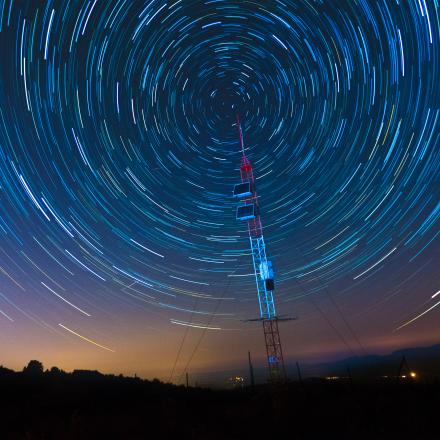 Telecommunications tower sending out information