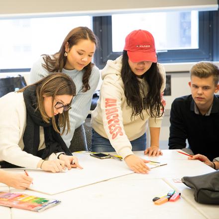 Students collaborating on a group project