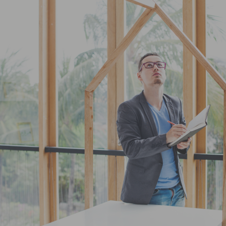 Man reviewing building structure