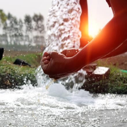 Man washing his hands