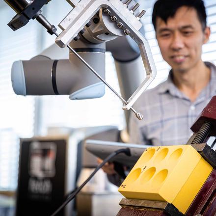 Photo of the timber screwing robot