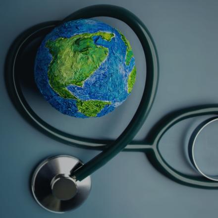 Stethoscope wrapped around a globe