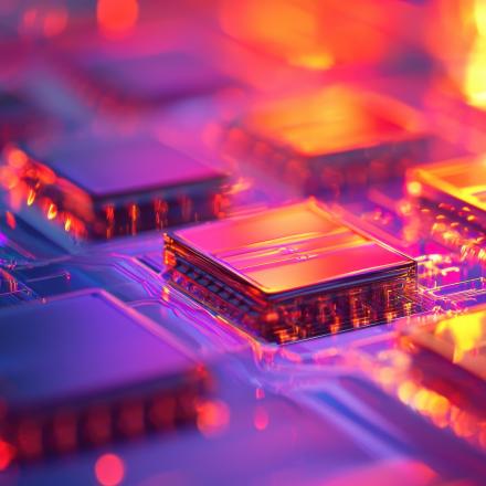 Editorial generated image of microelectronics on a circuit board