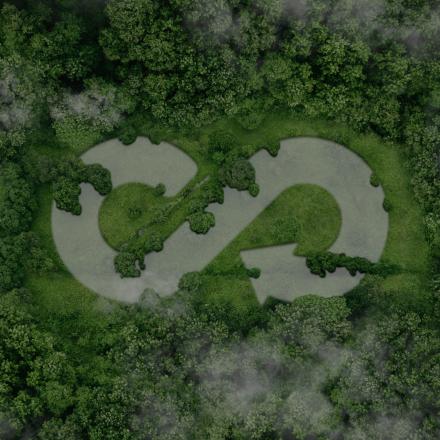 Circular Economy logo embedded into green landscape
