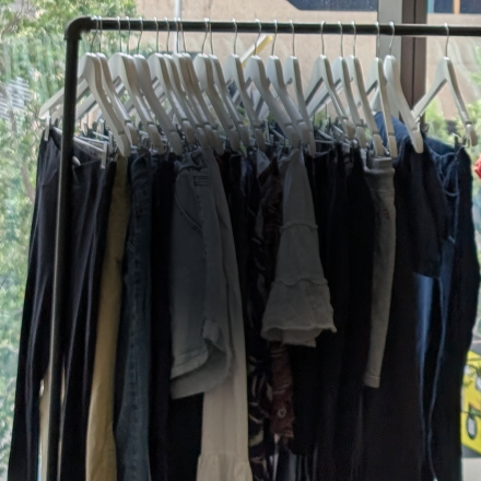 Clothes on a hanging trolley