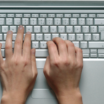 Typing on a laptop keyboard