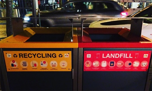 street bins for recycling and landfill