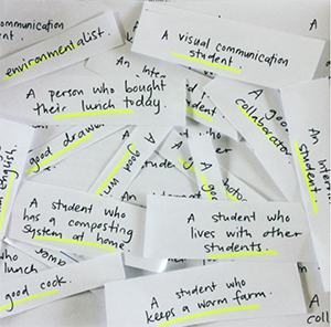 notes from a student exercise about food waste