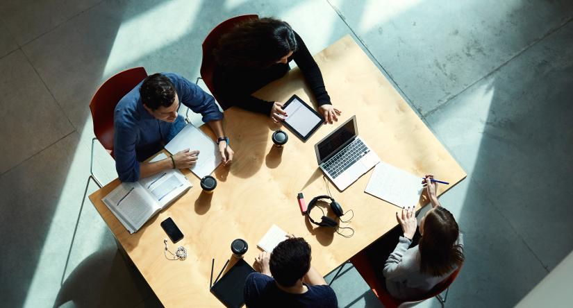 A photo of students studying together