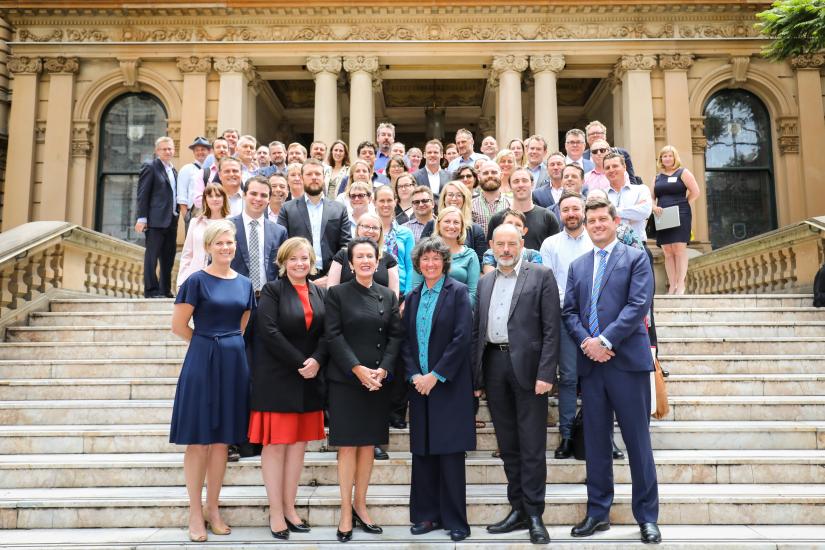 Attendees of the Water Sensitive Sydney Summit, including Prof Cynthia Mitchell and City of Sydney Lord Mayor Clover Moore.