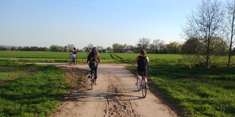 Students riding their bike in Goettingen