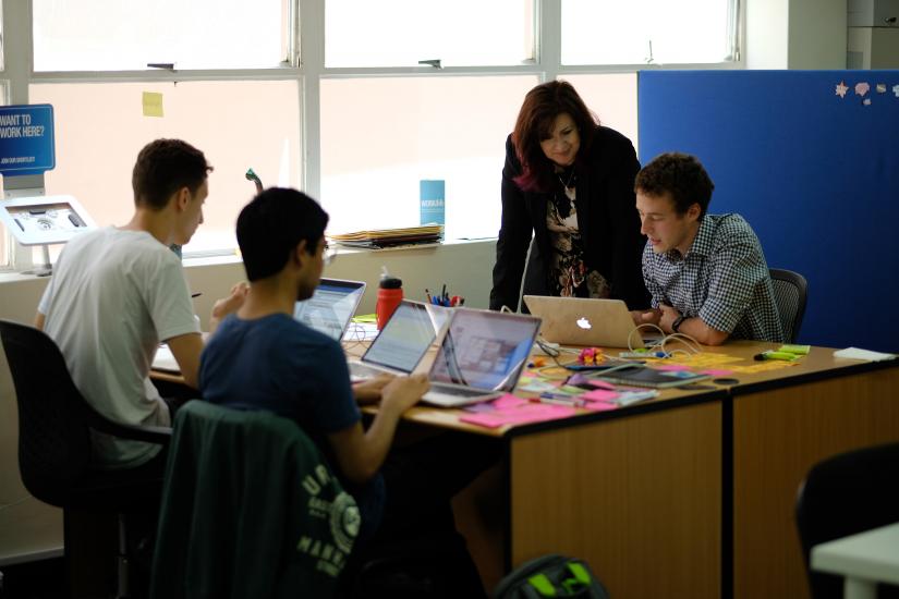 Photo: JobGetter's Fiona Anson with UTS students