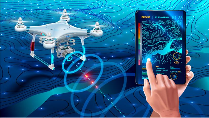Illustration: Drone recording geographic data