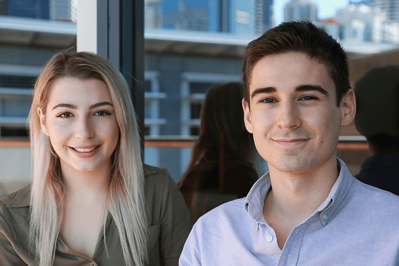 UTS Law students Louis Bridle and Yasmin Frost at Westpac.