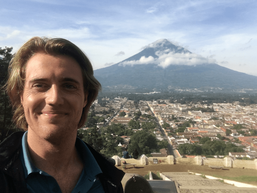 FASS Mexico ICS study tour selfie of man smiling in front of a mountain