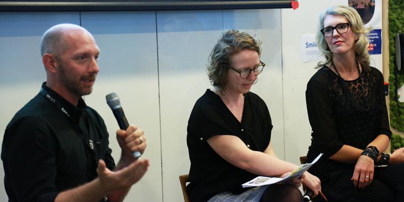L-R: Jochen Schweitzer, Susanne Pratt and Margaret Maile Petty. Photo by Liam Kennedy.