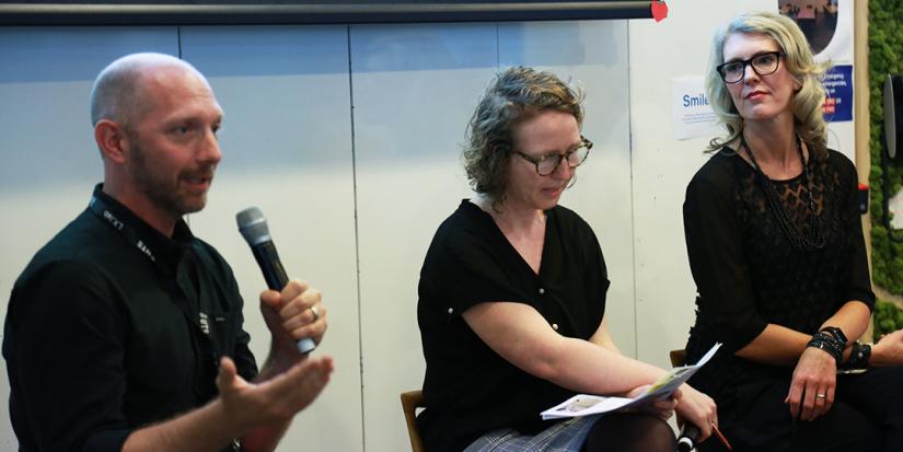 L-R: Jochen Schweitzer, Susanne Pratt and Margaret Maile Petty. Photo by Liam Kennedy.