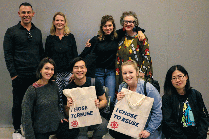 Visual communication students with their client, Reverse Garbage