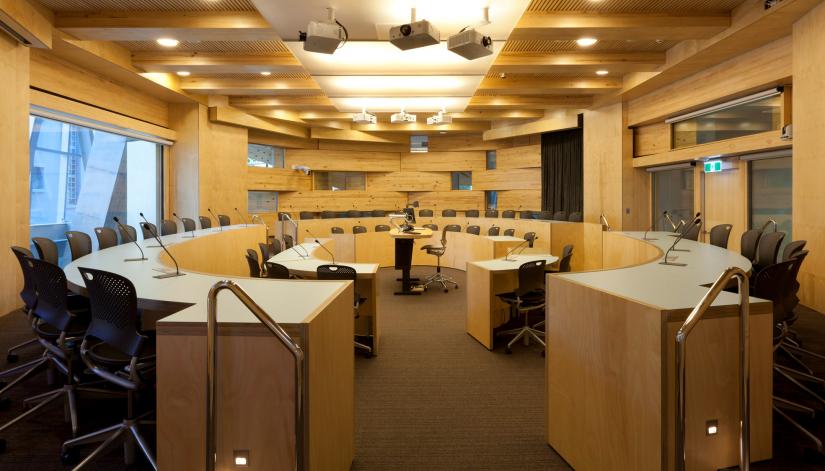One of the oval theatres inside the UTS Dr Chau Chak Wing building
