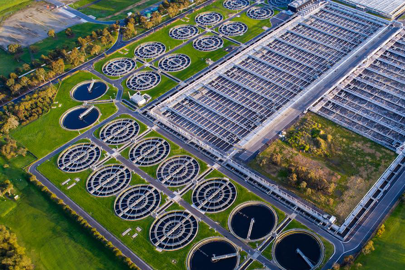 Water recycling plant from above