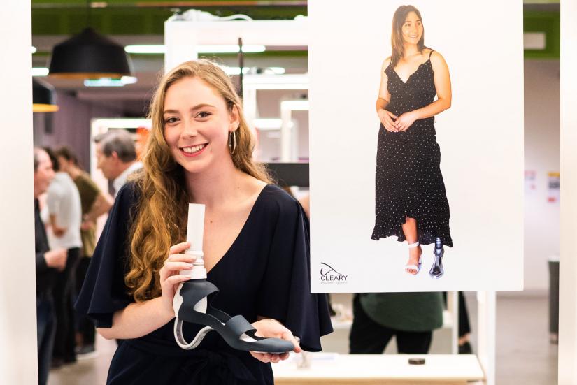 UTS Product Design student Eloise Cleary presents her prosthetic design at the end of year show