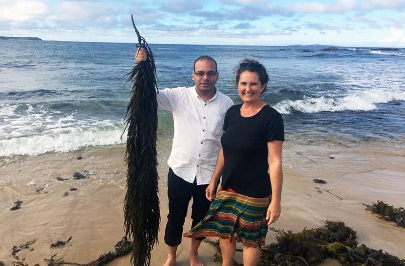 Manoj Kumar and Jo Lane with kelp