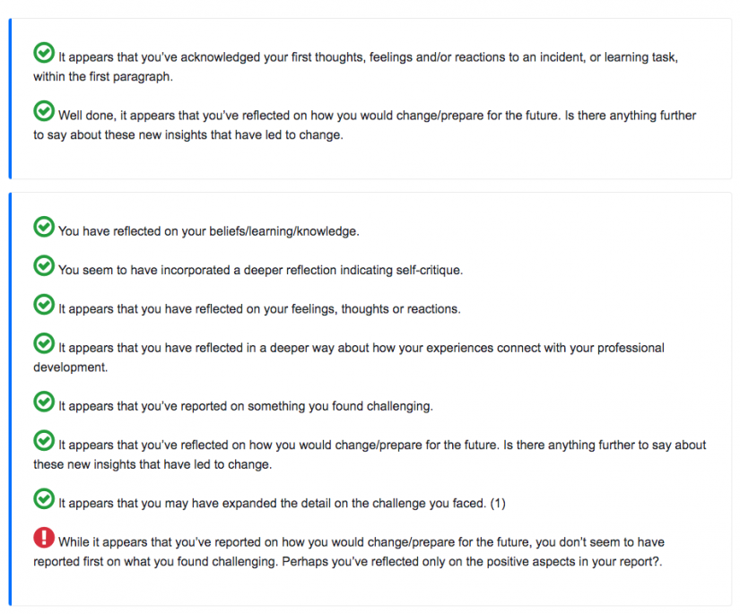 Acawriter feedback tab