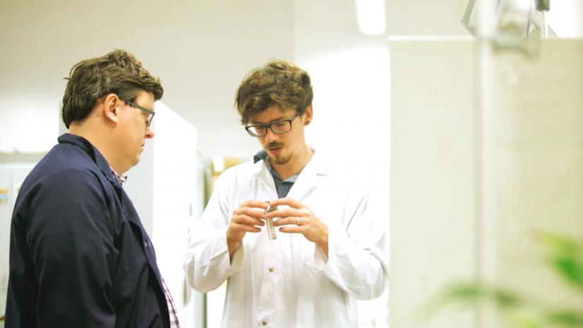 Two men working in a lab