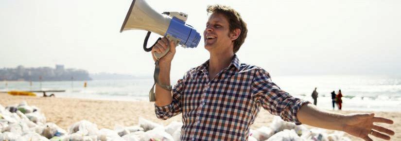 War on Waste host, Craig Reucassel, on Manly Beach